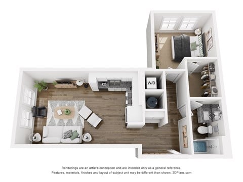 Floor plan for 1 bed, 1 bath, 720 sqft